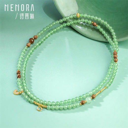 【新品首发】玉玲珑系列 s925银老山檀和田玉晴水万能链 女士礼物MEMORA诗普琳NN004401 商品图3