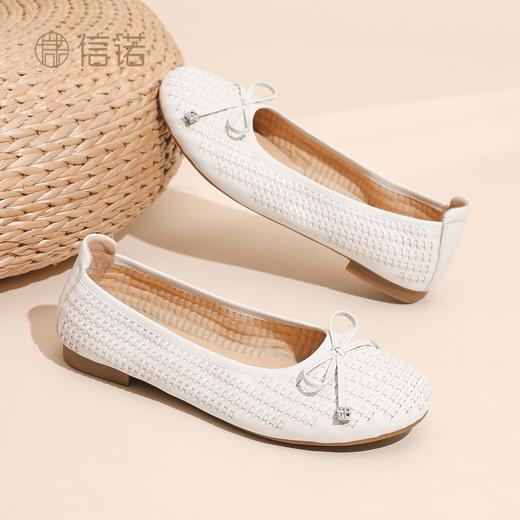 信诺妈妈鞋超软底羊皮单鞋女中老年平底百搭奶奶鞋子2026春季新款X6C150-77 商品图3