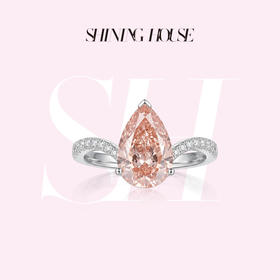 ShiningHouse[培育] 粉钻系列 18k金钻石戒指 梨形2克拉钻人工真钻人造钻石K金戒指时尚钻石戒指卓越匠心奢耀臻献【此商品不支持7天无理由退货退款】