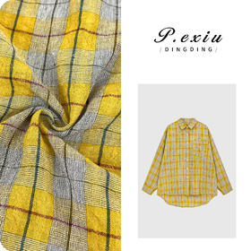 【暖阳格序】100棉撞色格纹松弛慵懒长袖衬衫 H2607