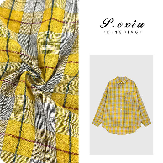 【暖阳格序】100棉撞色格纹松弛慵懒长袖衬衫 H2607 商品图0