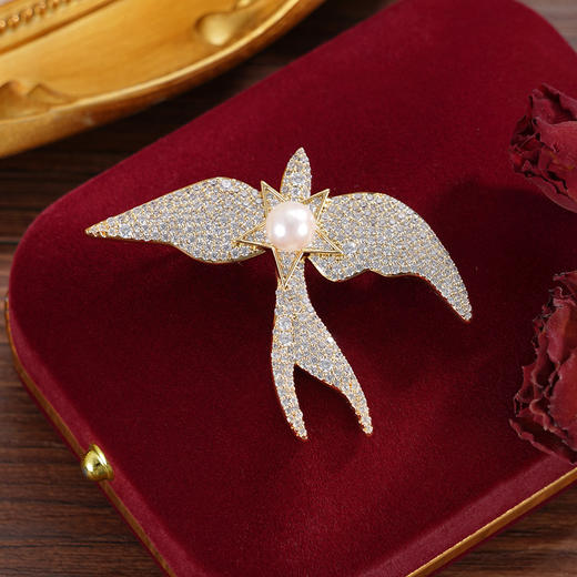子佩集【星海遨游】珍珠惜王妃胸针【XXXZ247】6.5mm珠镀金海鸥五角星2601 商品图0