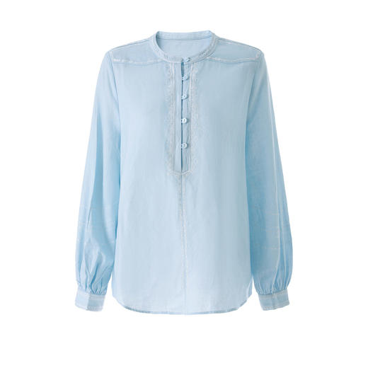 「高货wl」全新升级【铂金会员330/天猫439/差价109】(00957)洛诗琳法式氛围感撞色上衣2026新款天丝亚麻圆领衬衫女 商品图4