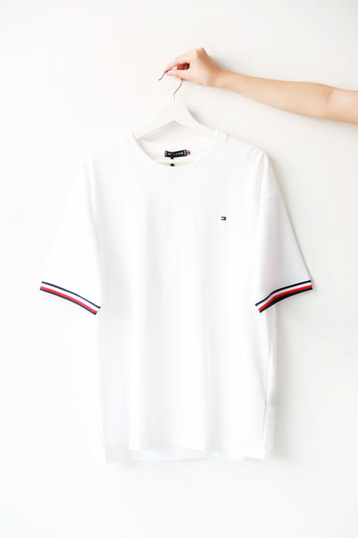 基础全棉tee，胸口小标刺绣。撞色边正肩情侣款宽松半袖儿E032468 商品图4