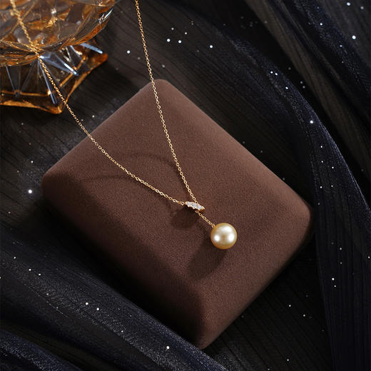 子佩集【暮光星河】银S925珍珠惜王妃套链【HJYTL014】9.5mm珠镀金梭子金色珠吊球2601 商品图1