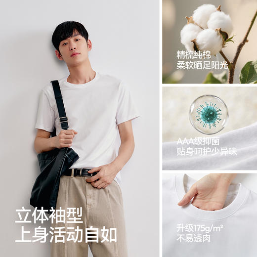 【爆品主推】森马短袖T恤男春季纯棉打底衫纯色基础内搭2026新款无感印花上衣 商品图3