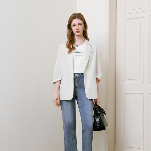 【商场同款】诗凡黎高腰醋酸牛仔裤25夏新款百搭九分裤3G4150671 商品图1