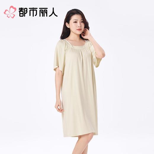 都市丽人睡衣女士睡衣薄家居服罗纹布睡衣女士棉质短袖裙女装睡裙LHC6C9 商品图1