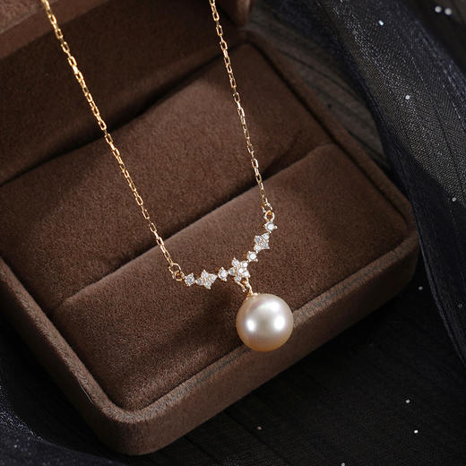 子佩集【银河记忆】银S925珍珠惜王妃套链【HJYTL009】9mm珠镀金双色一字2601 商品图2