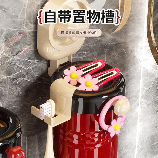 【加厚材质❗️吸盘安装】吸盘牙刷置物架磁吸漱口杯刷牙杯子卫生间壁挂式免打孔洗漱杯套装。ya 商品图3