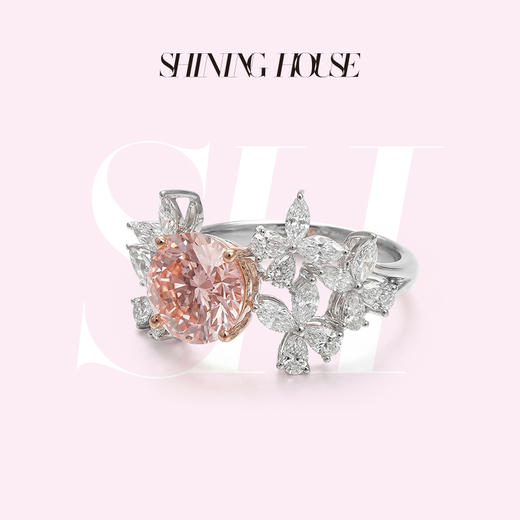 ShiningHouse[培育] 粉钻系列 18k金钻石戒指 圆钻形2克拉钻人工真钻人造钻石K金戒指时尚钻石戒指卓越匠心奢耀臻献【此商品不支持7天无理由退货退款】 商品图0