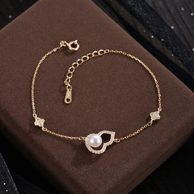 子佩集【福华幸运】银S925珍珠惜王妃手链【MLSL010】5.5mm珠镀金葫芦2601