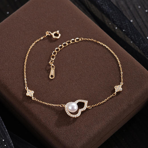 子佩集【福华幸运】银S925珍珠惜王妃手链【MLSL010】5.5mm珠镀金葫芦2601 商品图0