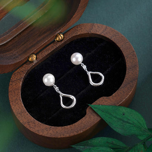 子佩集【白色芭蕾】银S925珍珠惜王妃耳钉【XXED017】6mm珠水滴2601 商品图0