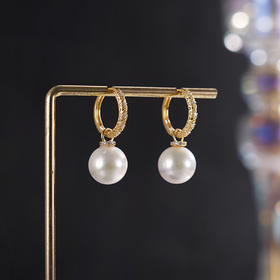 子佩集【爱恋成珍】银S925珍珠惜王妃耳环【E4852】11mm珠圆圈扣环镀金2601