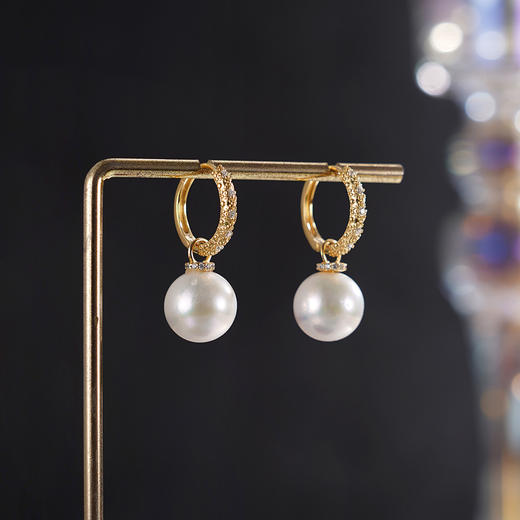 子佩集【爱恋成珍】银S925珍珠惜王妃耳环【E4852】11mm珠圆圈扣环镀金2601 商品图0