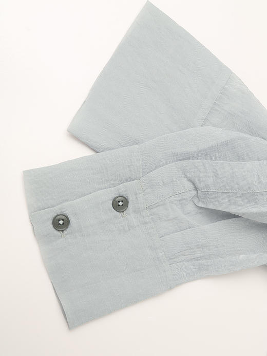 浅蓝褶皱肌理衬衫女 2026 春季新款宽松显瘦长袖衬衣 高级感垂坠气质上衣 商品图5