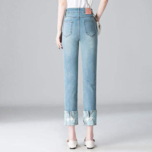 「自」全新升级【铂金会员192/天猫259/差价67】(20517)洛诗琳气质中国风窄版牛仔裤女2026高腰复古盘扣直筒九分裤 商品图3