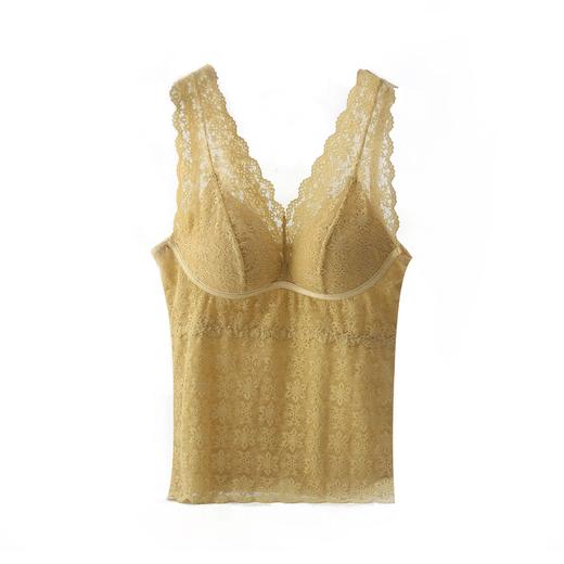 【内穿&外搭 ! 蕾丝美背】一体式长款蕾丝吊带打底背心 免穿文胸固定杯无钢圈背心 亲肤透气不跑杯蕾丝美背 商品图4