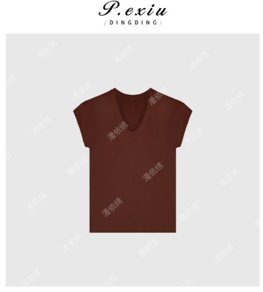 03-4潘依绣丁丁宠粉简约修身V领休闲百搭短袖T恤 Q6073 商品图0