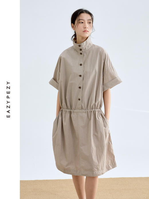 纸感棉系扣两穿工装连衣裙 商品图3
