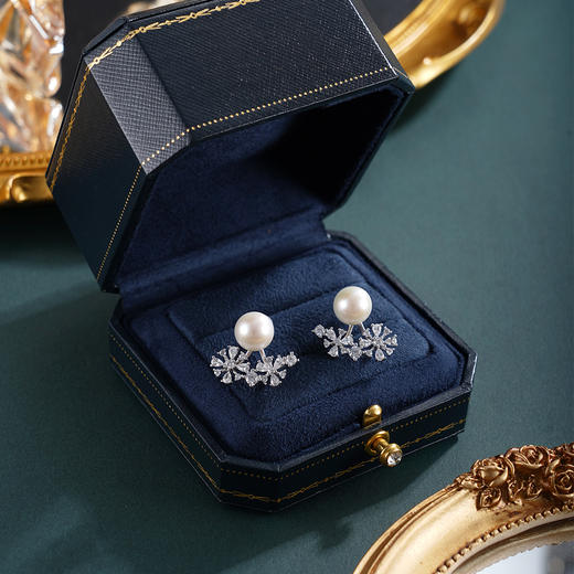 子佩集【白雪翩翩】银S925珍珠惜王妃耳钉【MLEH015】9mm珠雪花2601 商品图1
