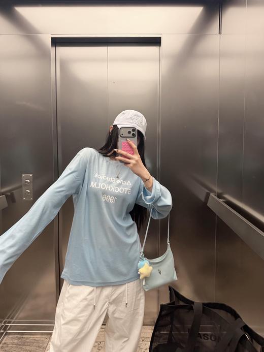 Acn* 26ss春夏新款 湖水蓝做旧1996 logo印花长袖T恤（XHH） 商品图5