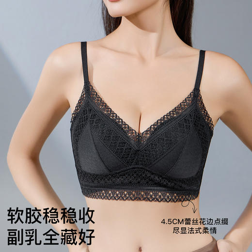 A2--💟【A-C】【法式三角杯】性感网纱蕾丝小胸聚拢不空杯夏薄款美背内衣女文胸  粉鸢星动 商品图3