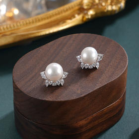 子佩集【柔光月语】银S925珍珠惜王妃耳钉【MLEH023】9mm珠海星五角星2601