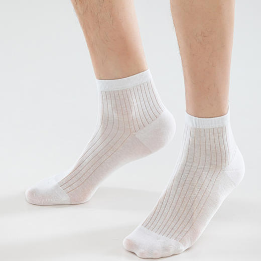 凉感桑蚕丝~春夏4双装短筒男袜 黑白灰百搭基础款 商务风十足 68%棉+8.3%桑蚕丝材质 轻薄透气 39-44码 商品图8