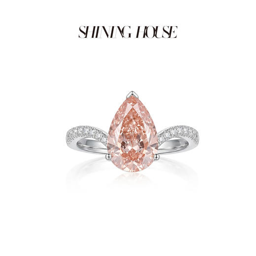 ShiningHouse[培育] 粉钻系列 18k金钻石戒指 梨形2克拉钻人工真钻人造钻石K金戒指时尚钻石戒指卓越匠心奢耀臻献【此商品不支持7天无理由退货退款】 商品图1