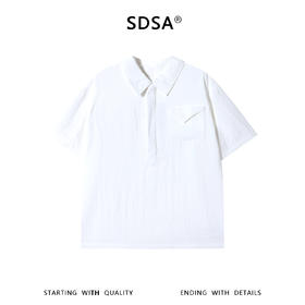 SDSA男装2026新款高贵轻奢潮牌翻领半开襟三角贴袋短袖衬衫百搭