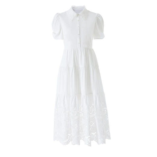 「高货wl」全新升级【铂金会员367/天猫489/差价122】(12734)洛诗琳法式气质镂空绣花连衣裙2026夏季水溶蕾丝收腰裙 商品图4