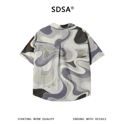 2628805SDSA男装2026新款高贵轻奢潮牌抽象波浪纹短袖衬衫百搭时尚上衣 商品图5