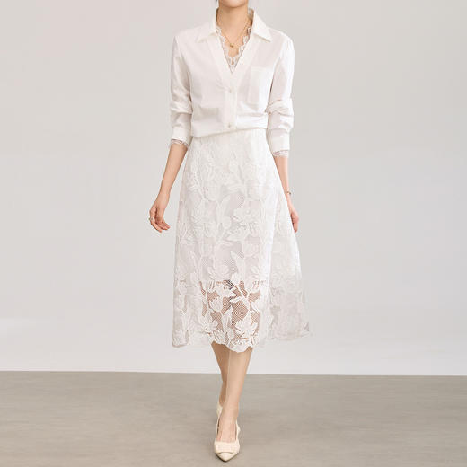 「高货wl」全新升级【铂金会员247/天猫329/差价82】(12302)洛诗琳法式优雅水溶花朵半身裙2026夏季气质通勤显瘦A字裙 商品图0