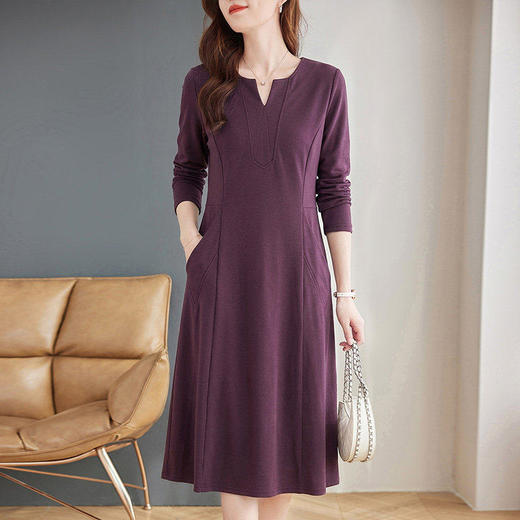 大码紫色连衣裙春装女款2026新款高端洋气女士长裙连身裙直筒裙子 商品图2