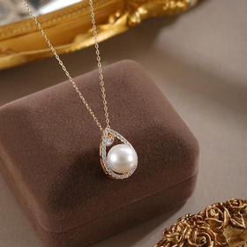 子佩集【露华秋浓】银S925珍珠惜王妃套链【MLTL027】10mm珠镀金水滴2601