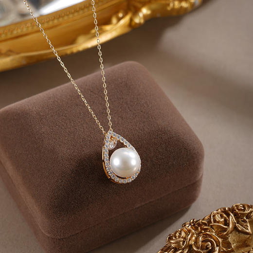 子佩集【露华秋浓】银S925珍珠惜王妃套链【MLTL027】10mm珠镀金水滴2601 商品图0