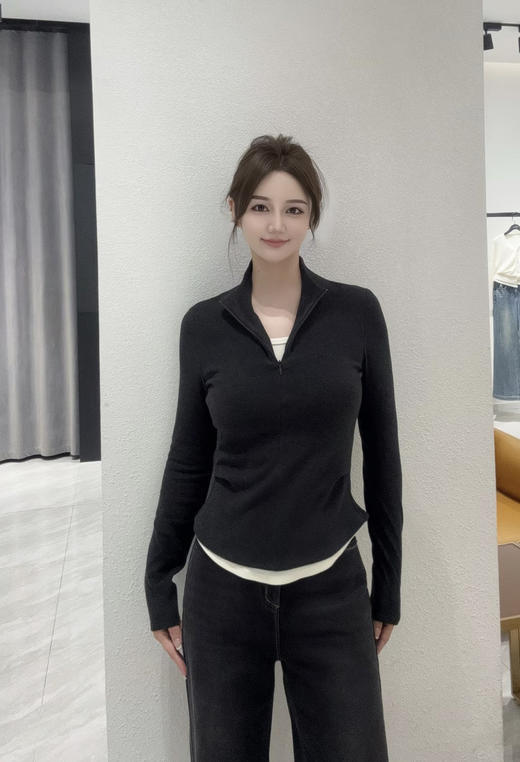 【高品质私服】【修身收腰小立领针织衫】整体和谐治愈，温柔松弛法式气质风G1668-CC【无标出货 介意慎拍】 商品图2