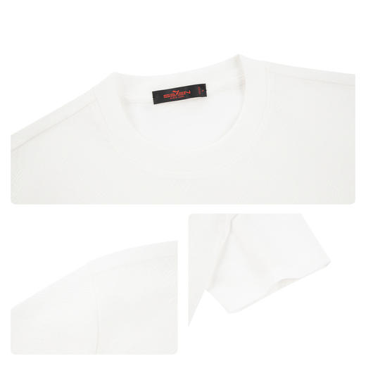 【凉感sorona】柒牌圆领提花短袖T恤男26夏季新款舒适百搭透气上衣 130T72450 商品图3