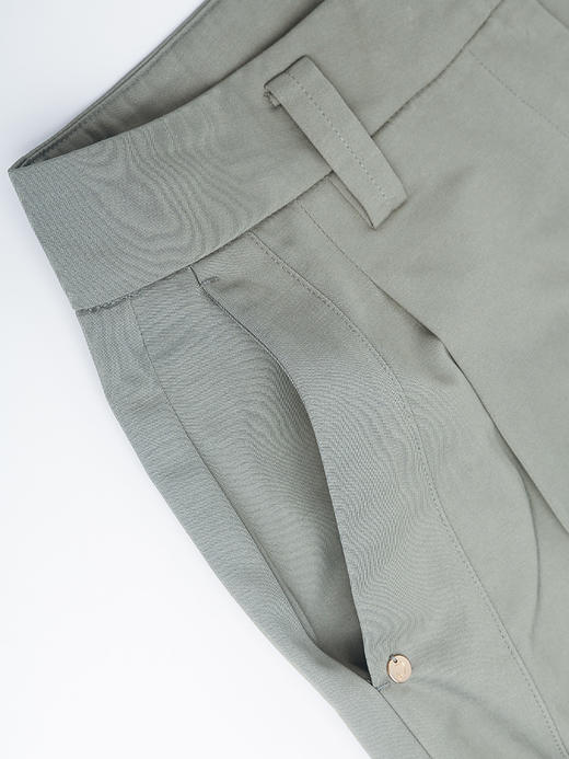 高级感灰绿阔腿西装裤 高腰压褶垂坠长裤 职场通勤显瘦直筒裤 商品图5