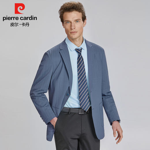 皮尔卡丹泡泡纱竖纹提花无里两粒扣针织西服PXK21106 商品图6