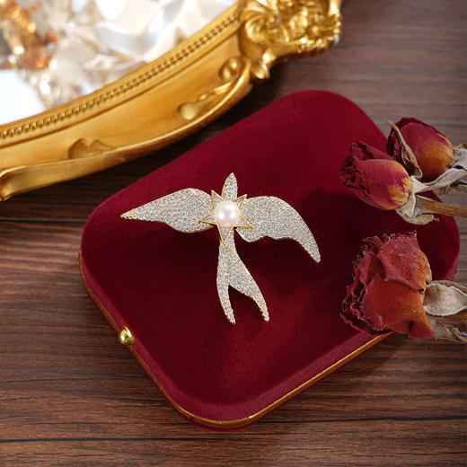 子佩集【星海遨游】珍珠惜王妃胸针【XXXZ247】6.5mm珠镀金海鸥五角星2601 商品图1