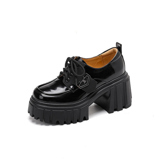 【预售5天】英伦风厚底真皮乐福鞋女系带深口单鞋小个子增高百搭小皮鞋MWLR&WW56905 商品图4