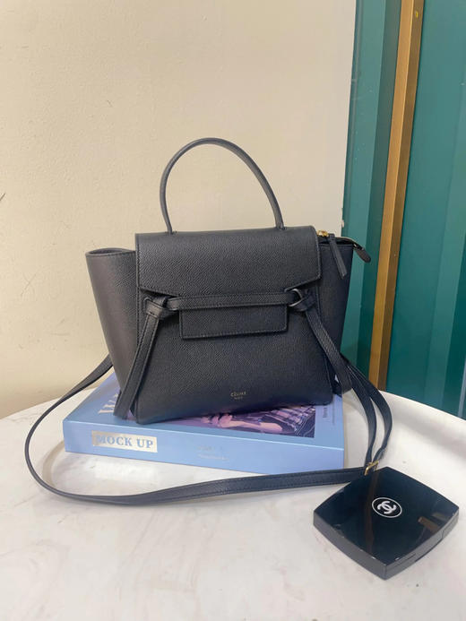 Celine 鲶鱼 nano 黑金 十字纹牛皮 斜挎包 商品图0