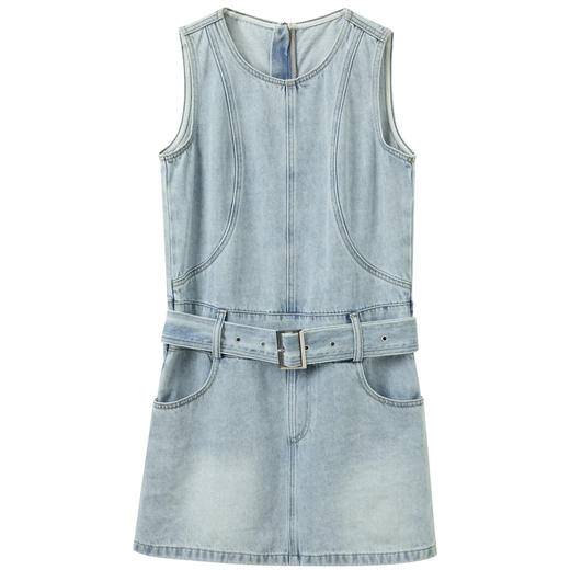 三彩独醒2026夏季新款无袖背心裙牛仔裙连衣裙复古直筒短裙F 商品图4