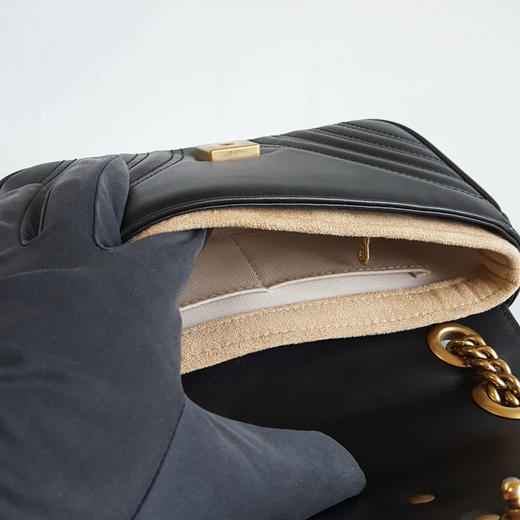 【95新】Gucci古驰Marmont系列446744黑金马蒙22新款内里链条包单肩包单肩斜挎包女士230326HS03 商品图8