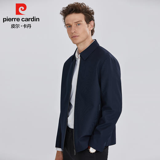 皮尔卡丹翻领针织细横纹格纹里布针织夹克PZXJ41201 商品图1