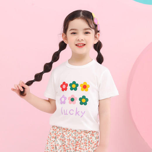 童装儿童短袖t恤女童夏装宝宝衣服花朵卡通印花上衣   27home-HT9572 商品图1