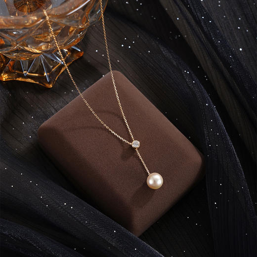 子佩集【暮光之遇】银S925珍珠惜王妃套链【HJYTL012】9.5mm珠镀金星点金色珠吊球2601 商品图1